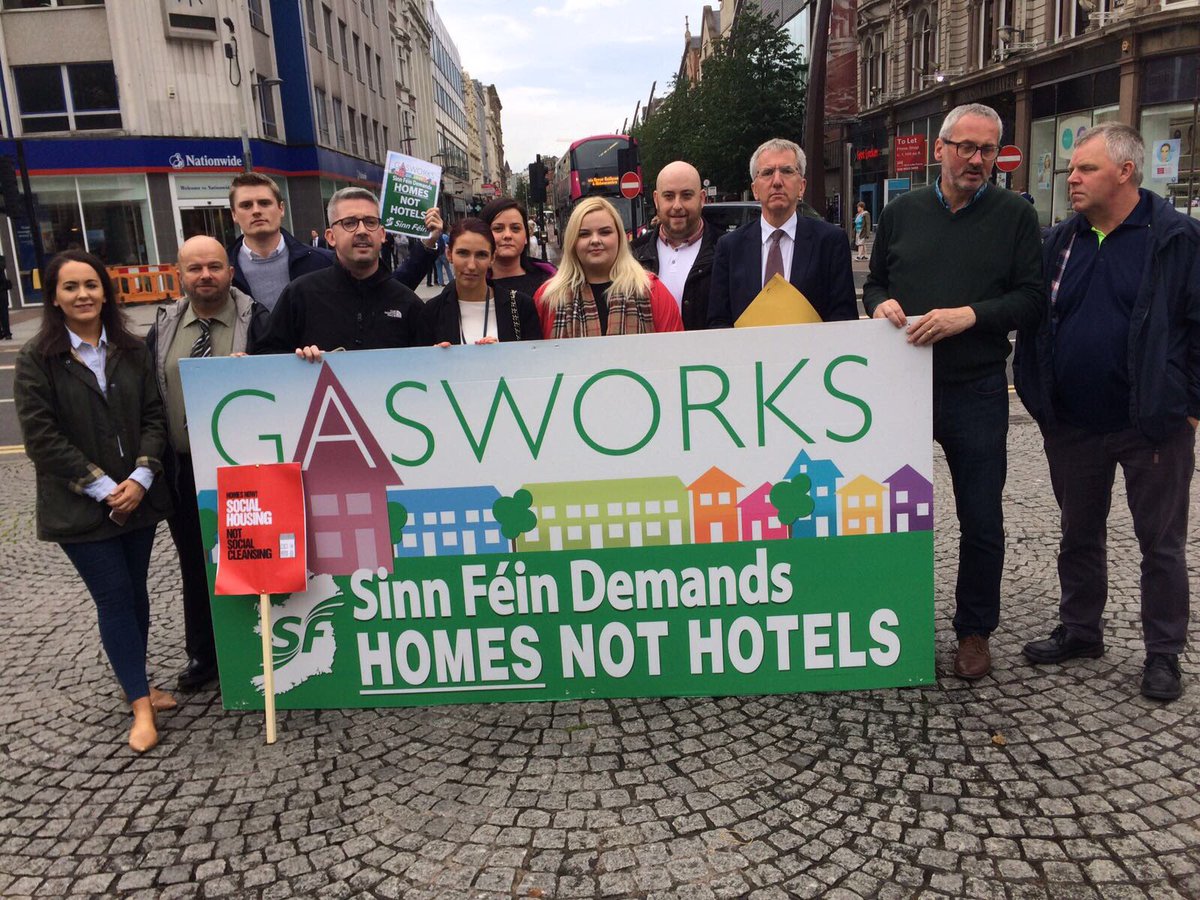 NolanDowneySF's tweet photo. Sinn Féin standing in solidarity with the market community at City Hall in their demand for social housing. #housesnothotels #housingnow https://t.co/62zUFweAg9