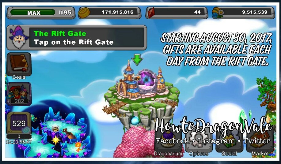 HowToDragonVale's tweet photo. @TheRealRhinoHD @KaitlynFurry At the top of your park you should have a stabilized version of the Rift Gate which has one gift daily to tap on inside. https://t.co/NMJDPwPx7l