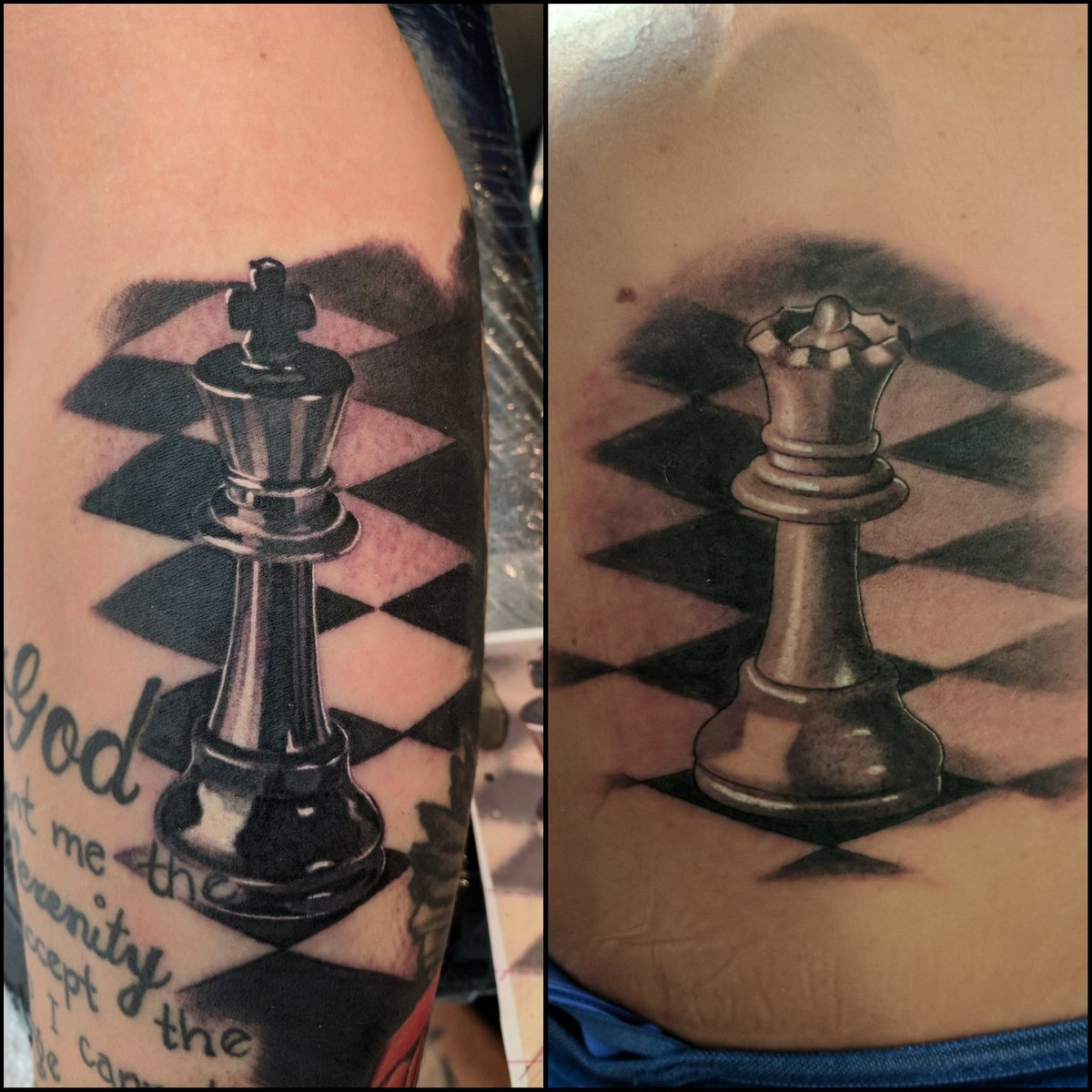 His and hers tattoos, King and queen. #tattoo #tattoos #tattooed #inked  #NewYork @DabTattoo, image size:1200x1200