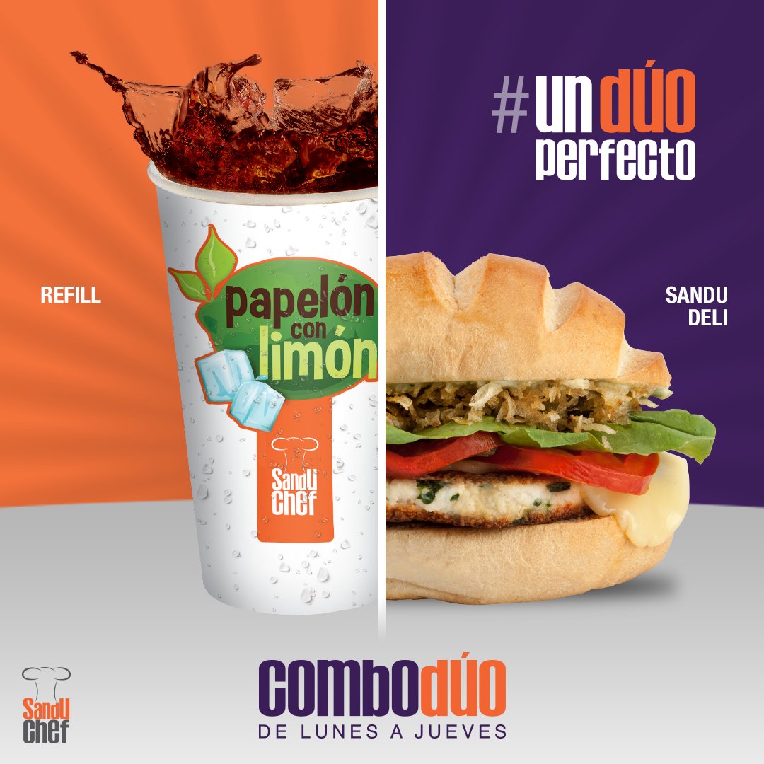 SanduChef's tweet photo. Si te da hambre a mitad del día, tenemos la solución. Disfruta del #ComboDuo https://t.co/gpzXeHzi5V