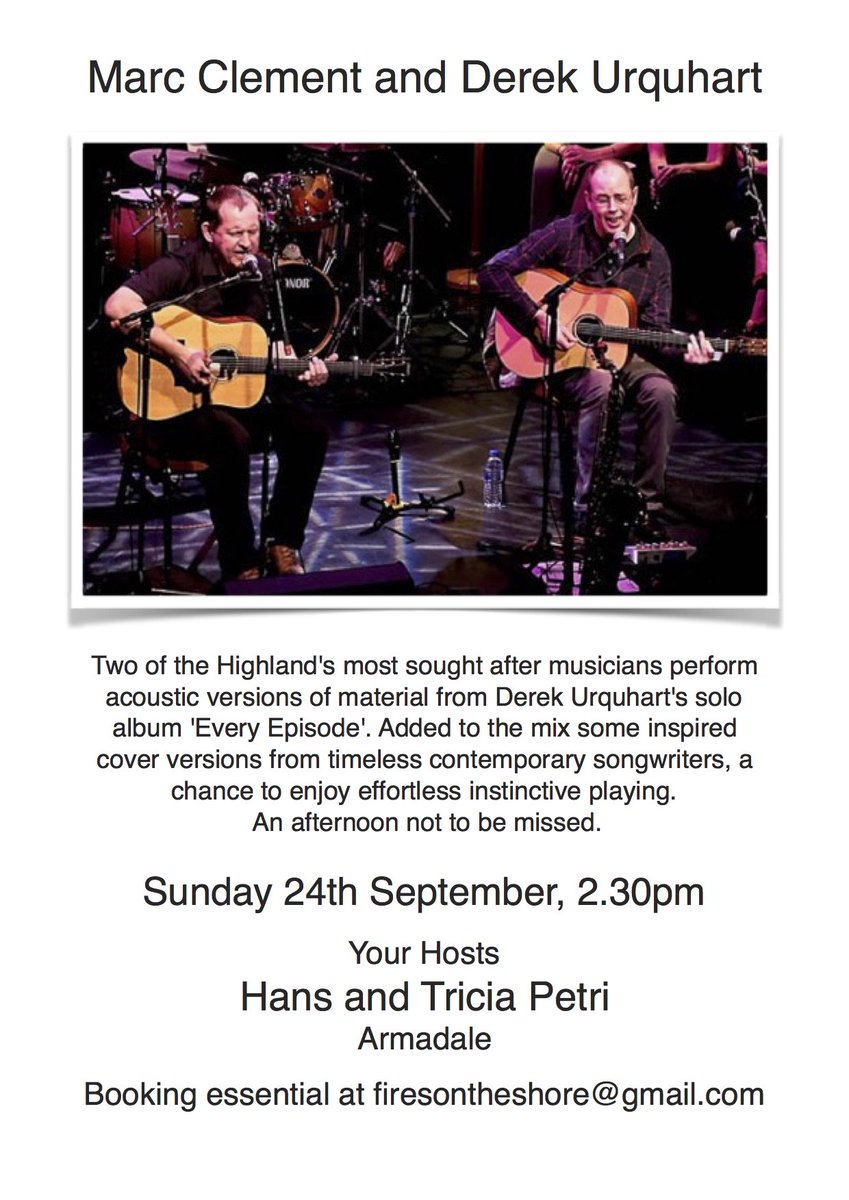pamskyes's tweet photo. House Concert #7 Marc Clement and Derek Urquhart. We can't wait ! #scotmusic https://t.co/z9GwusVz67