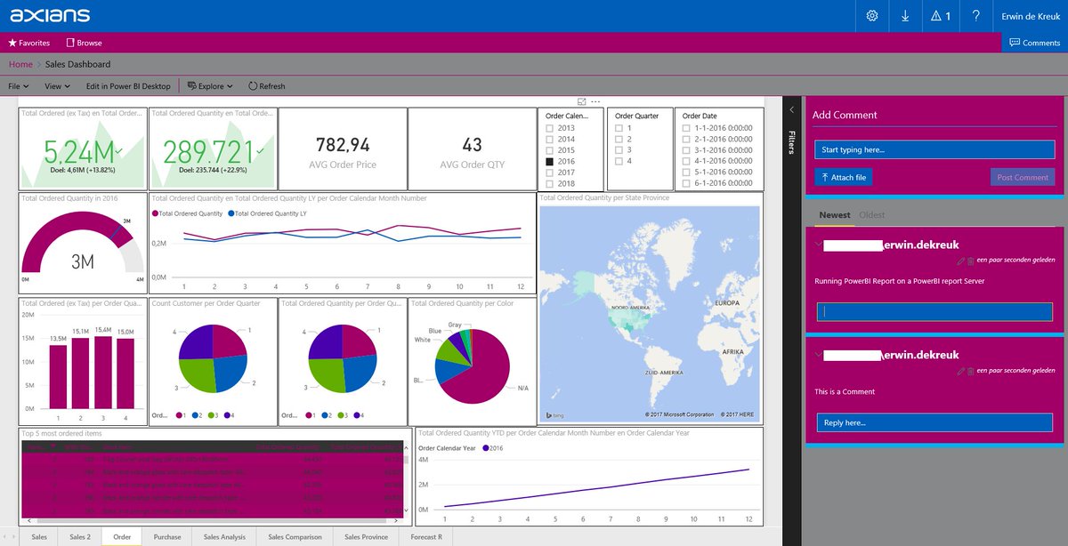 ErwindeKreuk's tweet image. Today I installed #PowerBIReportServer for the first time on my demo env. Installation was easy. Great feature adding comments @MSPowerBI