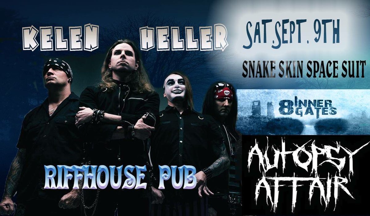 Metal4Equality's tweet photo. Sept 9 RiffHouse Pub Chesapeake VA #autopsyaffair #kelenheller #8innergates #snakeskinspacesuit @KelenHeller https://t.co/nwm2WOKK0a