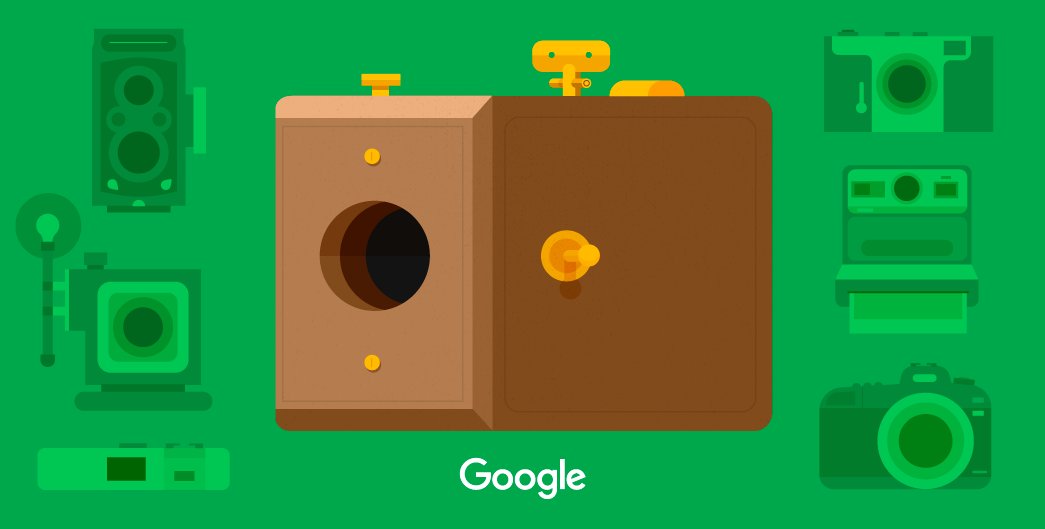 Google's tweet image. 129 years ago today, the photography world was changed when George Eastman patented the first roll-film camera, and Kodak was born.