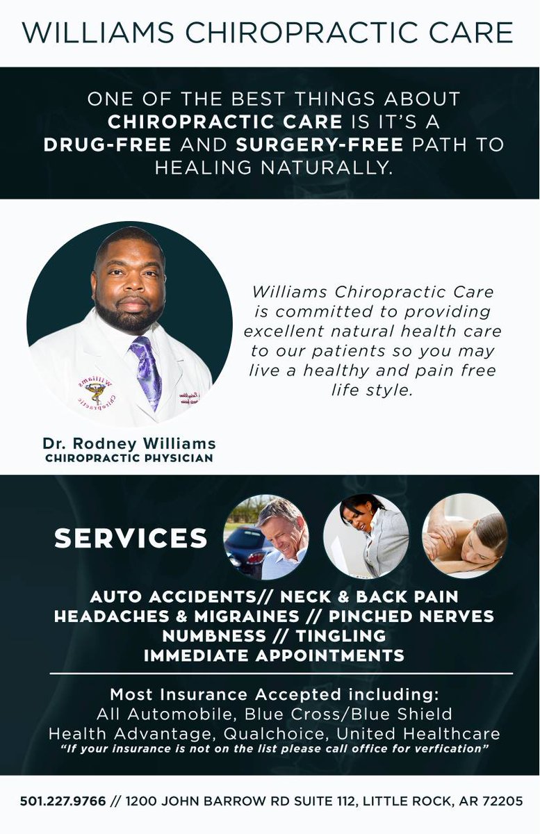 mlcommunitymag's tweet photo. Visit Rodney Williams of Williams Chiropractic Care for your back, neck, headache, & migraine relief. #mLmagazine #WilliamsChiropracticCare https://t.co/wYeNbY518N