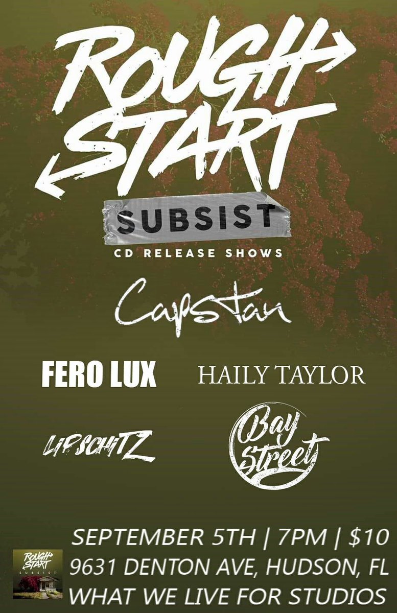 CapstanBand's tweet photo. Tomorrow! We will be in Hudson for this really cool occasion with our boys in @RoughStartBand. Florida west coast friends, come hang with us https://t.co/32m7FDOqve