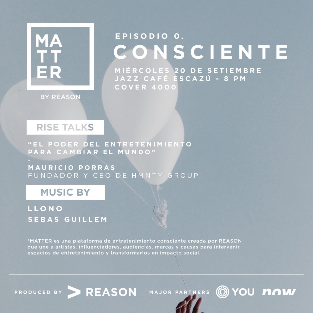 llonomusic's tweet photo. ¡Próximo 20 de setiembre estaremos en concierto en Jazz Café Escazú, en el primer episodio de Matter junto a @sebasguillem! Nos vemos 😉 https://t.co/nKQ0ZCRXP9
