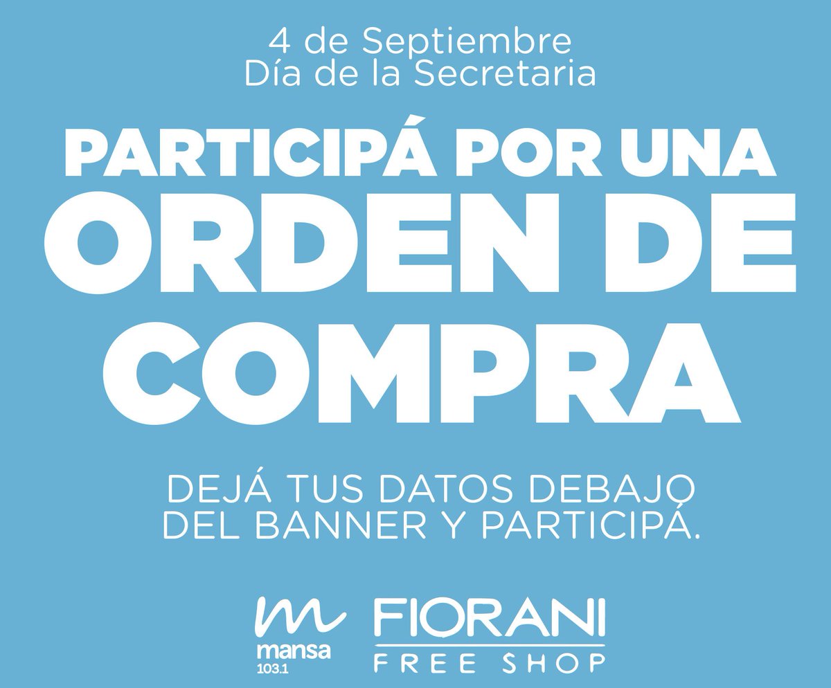 RadioMansa's tweet photo. Junto a #FioraniFreeShop celebramos el #DiaDeLaSecretaria 📌☎️ con un excelente regalo.
Mirá 👇 RT + datos participar 😜 https://t.co/LTedo3iR9y
