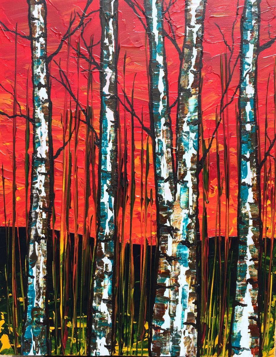 Lolly75's tweet photo. New painting. 2017. 16"x20", $260. #ygkarts #painting #red #trees #abstract #canadianart https://t.co/MpntERsoBE