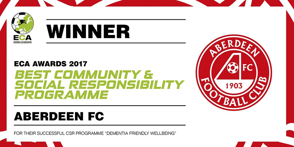 EFC_Football's tweet photo. The #ECA Best Community &amp; Social Responsibility Programme Award 2017 goes to...

@AberdeenFC 👏 #ECAAwards https://t.co/RGifRjxItO