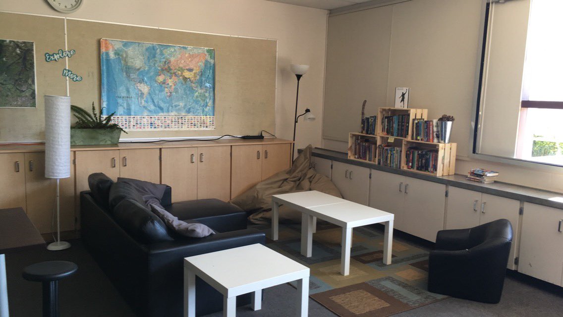 msflett's tweet photo. Here we go! @AdrienneGear amazing crate idea, I'm in love with our reading nook! @westcot_school @WestVanSchools #firstyearfeels https://t.co/M18WPSJVCI