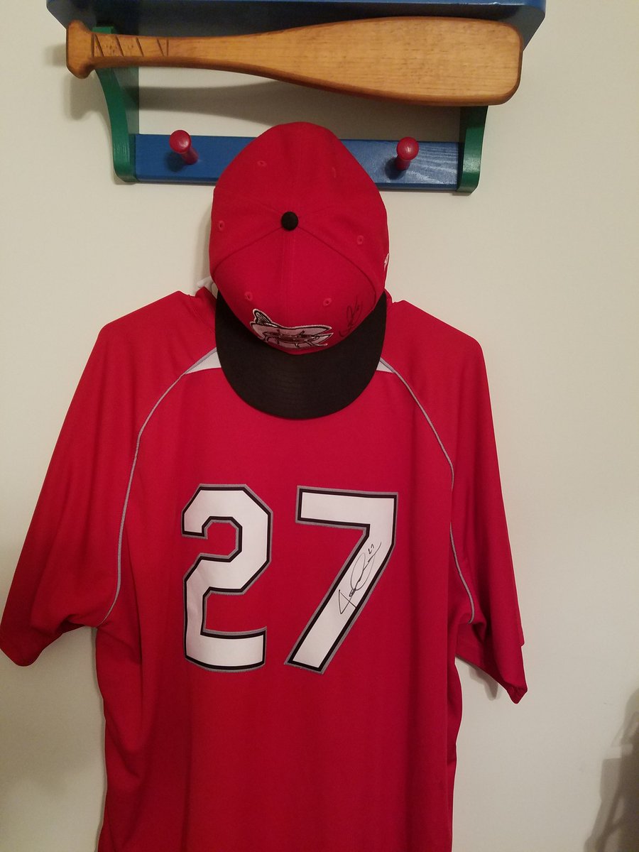 Thank you to <a href="/CarolinaMudcats/">Carolina Mudcats</a> and @Jcuas28 for the jersey and hat today. Congratulations on a great season. Cuas you have made a fan forever