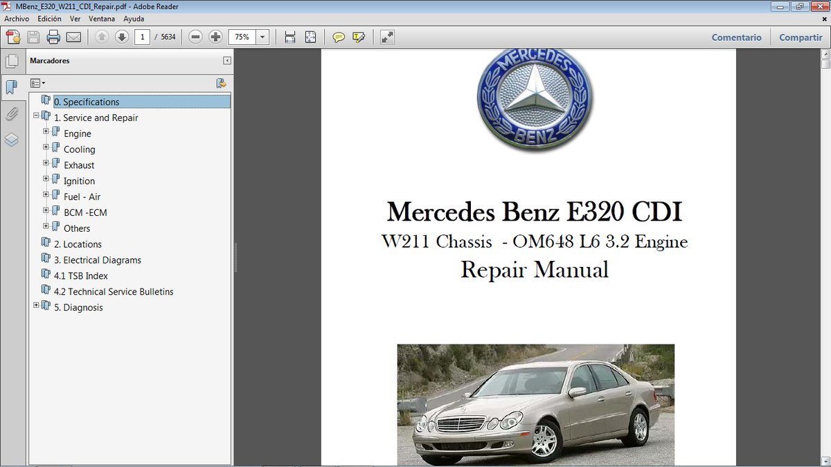 MERCEDES BENZ E320 CDI chassis W211 motor OM648 Manual de Taller en pdf.  [email protected] #MercedesBenzE320cdi #MercedesBenzW211 ...