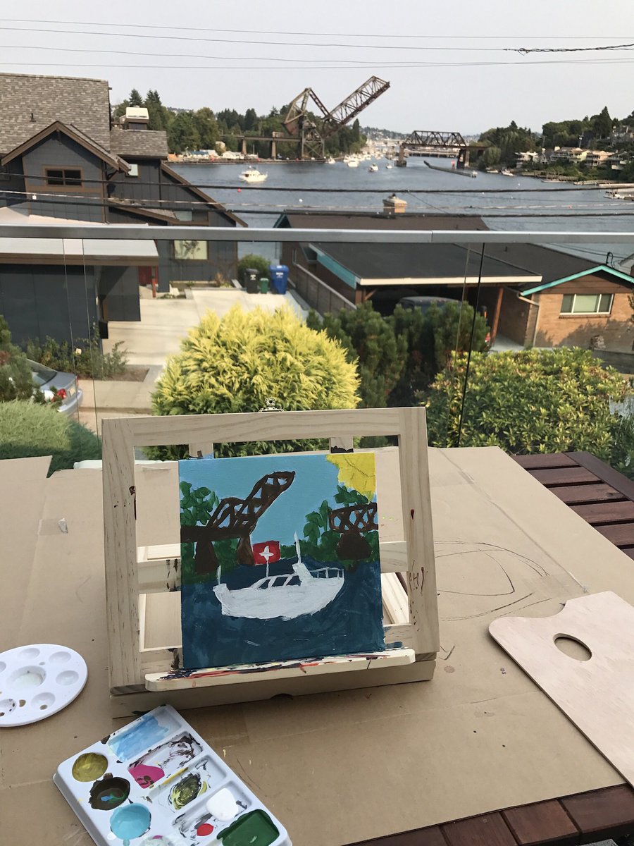 Ally101's tweet photo. Tennyson and I have been painting! Rude not to with a view like this https://t.co/5vHmT2TpVL