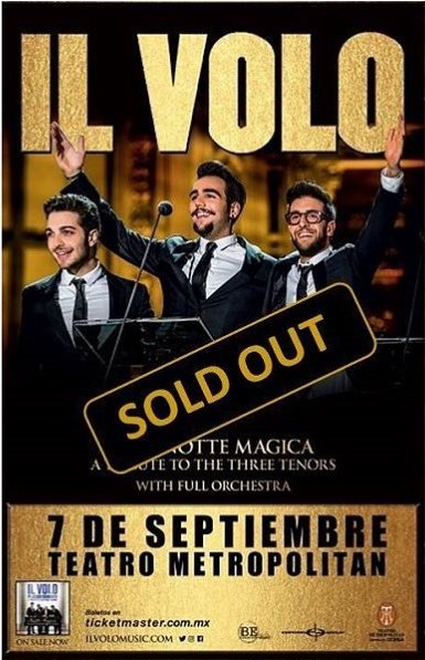 TMetropolitanMx's tweet photo. Con tremendo lleno total, es como el jueves 07-Sep recibiremos al exitoso trío @ilvolo en una noche de Tributo única !
#NotteMagicaLatamTour https://t.co/gCgjkZTShm