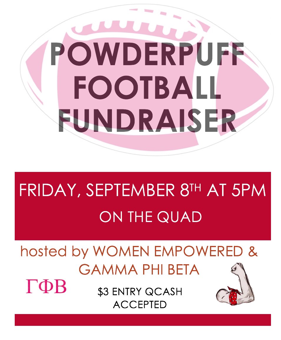 weatqu's tweet photo. Hi Bobcats! Join us on Friday, September 8th on the Quad as we participate in our first annual PowderPuff Fundraiser with Gamma Phi Beta! :) https://t.co/dkgSyAjnrC