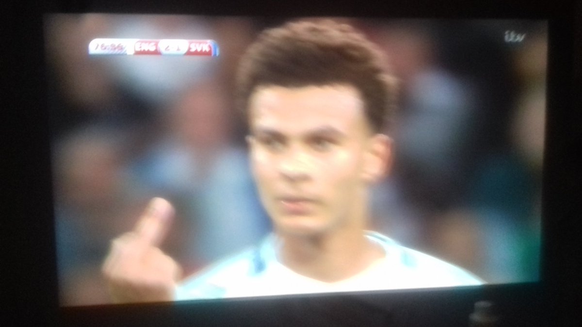 dnbdjanarchy's tweet photo. @dele_official not happy with some one lmao #ENGSVK https://t.co/mOZK4KMhjo