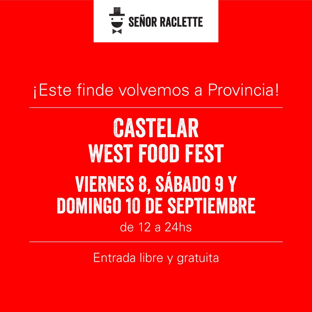 SenorRaclette's tweet photo. Para que agendes el finde que viene 👇🏻
📆8-9-10 de Septiembre 
📍Plaza de los Españoles - Arrecifes 600 - Castelar Norte 
#west #castelar https://t.co/w2dr5MllQh