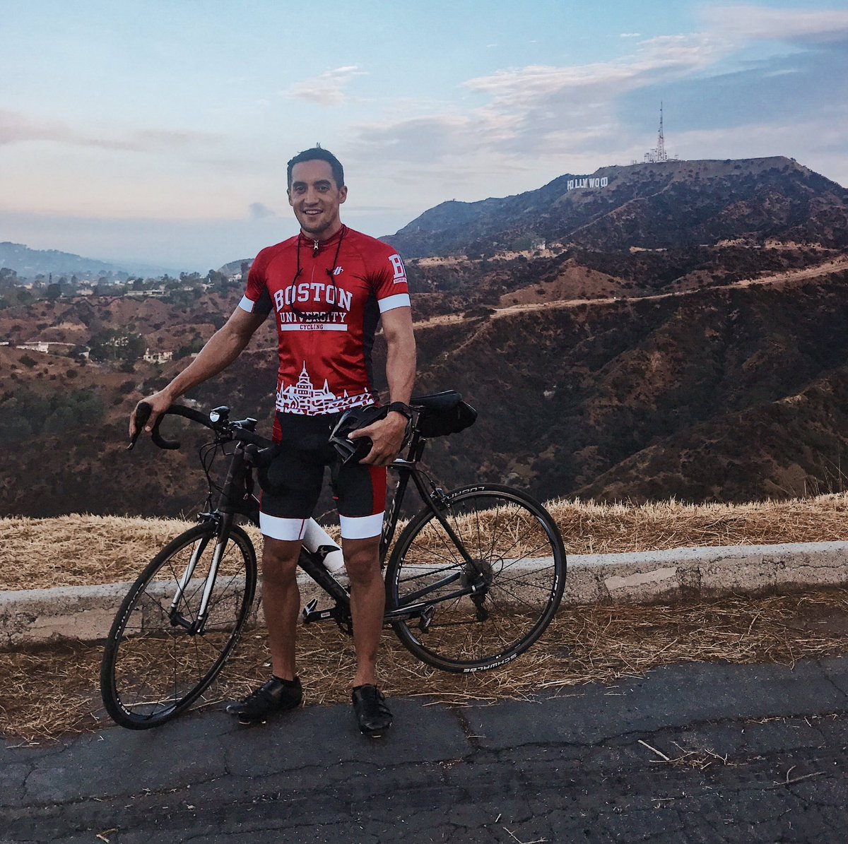 I rode 30 miles at 630a so my hair would stand up like this on purpose. thx <a href="/BUCycling/">Boston U Cycling</a> for the sick kit #bostonu