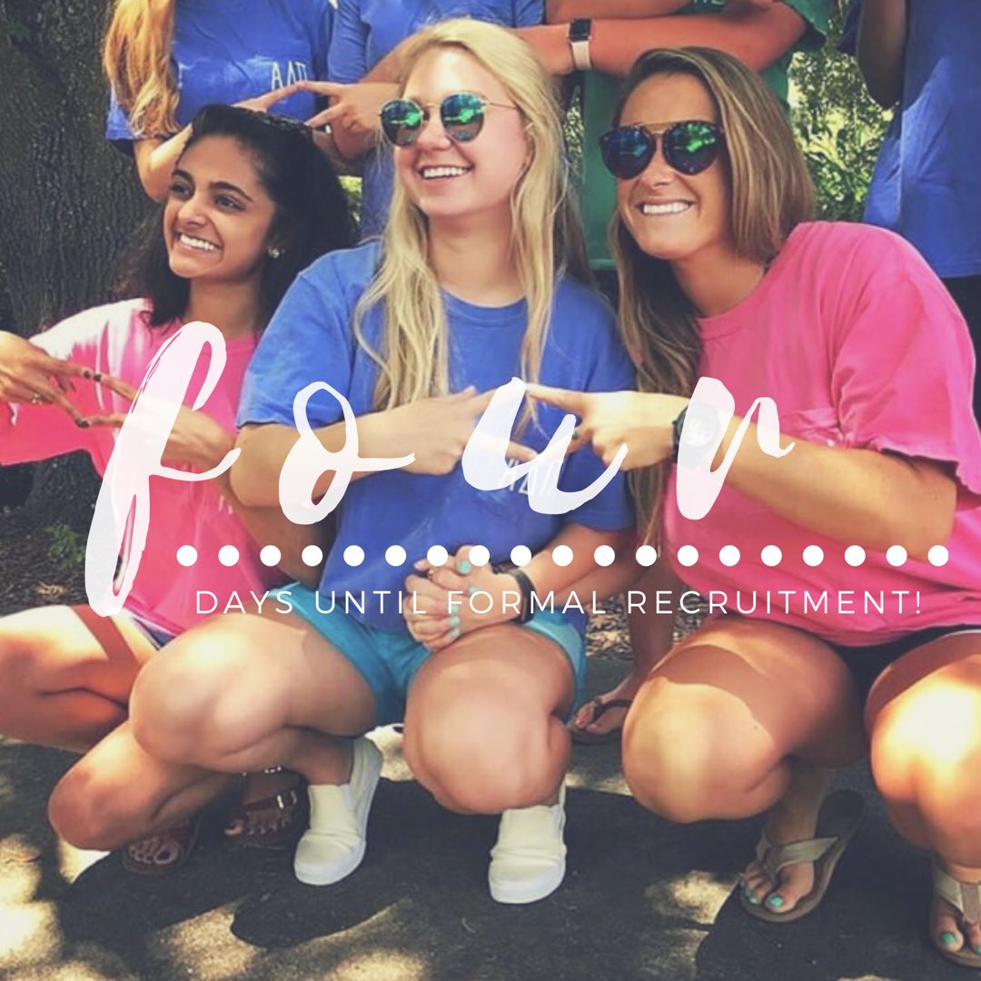 fmuadpi's tweet photo. We've waited all summer for formal recruitment, and now its four days away! #gogreek https://t.co/mdhl92916Y