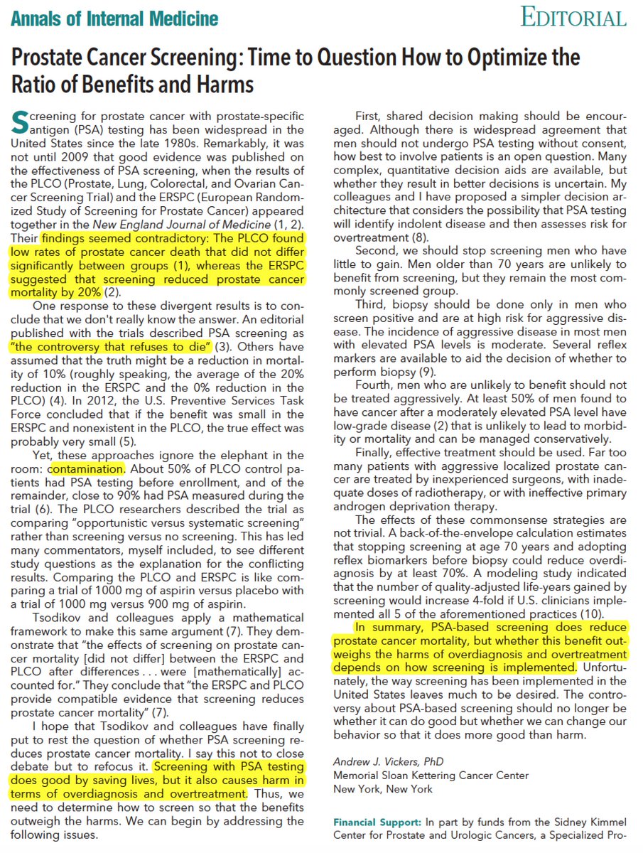 A re-analysis of large prostate #cancer screening trials says PSA testing reduces mortality annals.org/aim/article/26… <a href="/AnnalsofIM/">Annals of Int Med</a> <a href="/retzioni/">ruth etzioni</a>