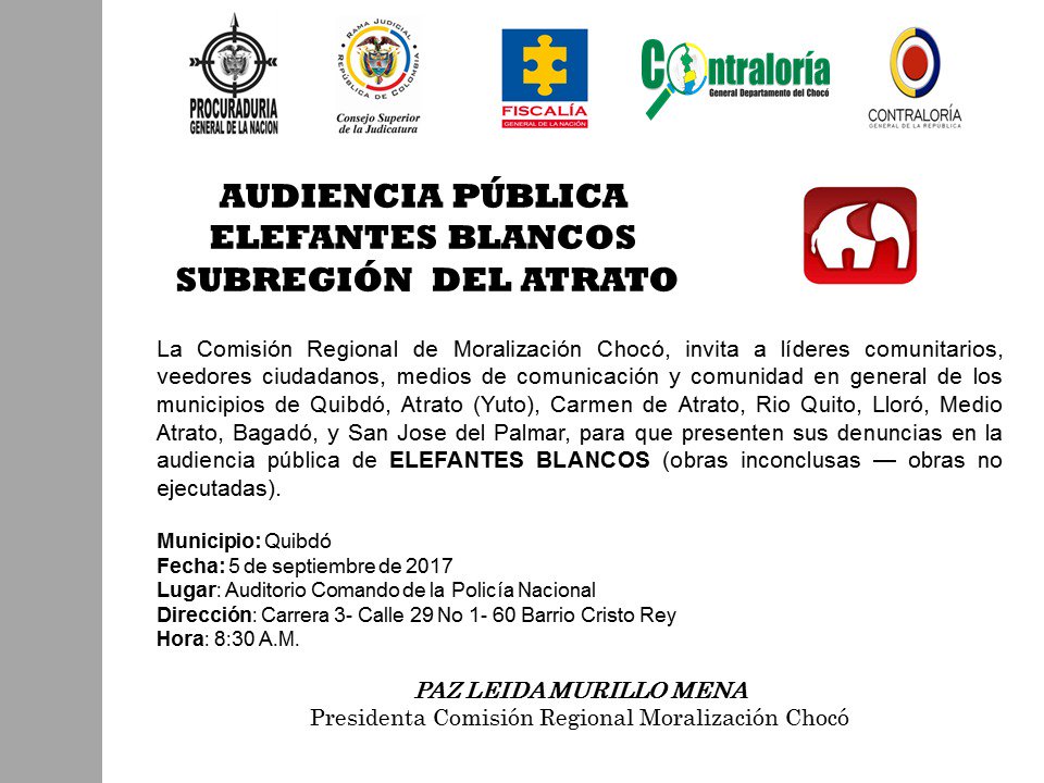 CGDChoco's tweet photo. Se realizara Audiencia publica elefantes blancos subregión del Atrato para que todos presenten sus denuncias. https://t.co/hNHmtcmoUx