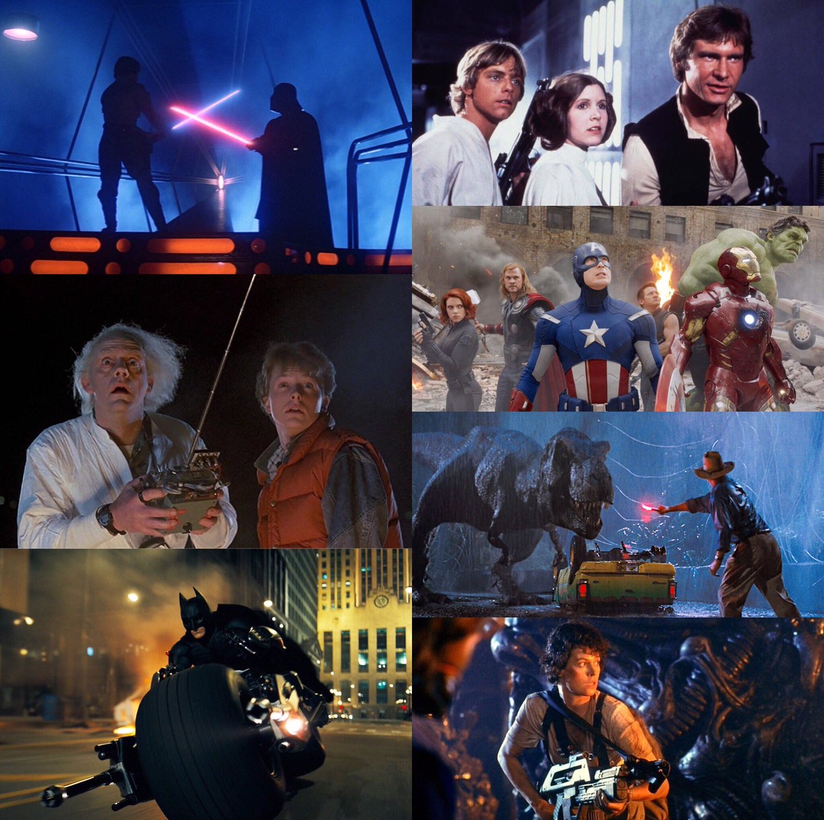 Nv2187's tweet photo. The Empire Strikes Back
Back To The Future
The Dark Knight
Star Wars
The Avengers
Jurassic Park
Aliens
#fav7films https://t.co/37XH6glx6d