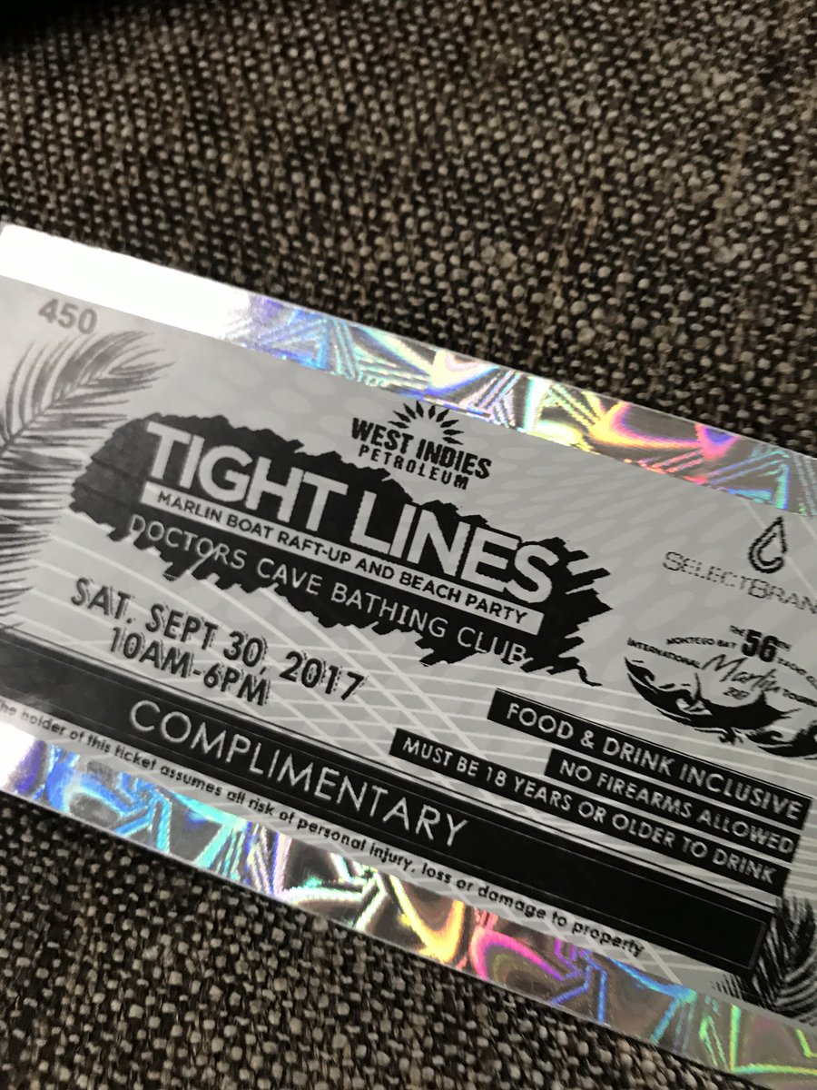 JheanBunni's tweet photo. Ticket acquired! Thanks @londiemurray #TightLines @MobayMarlin https://t.co/98yqDiVQkO