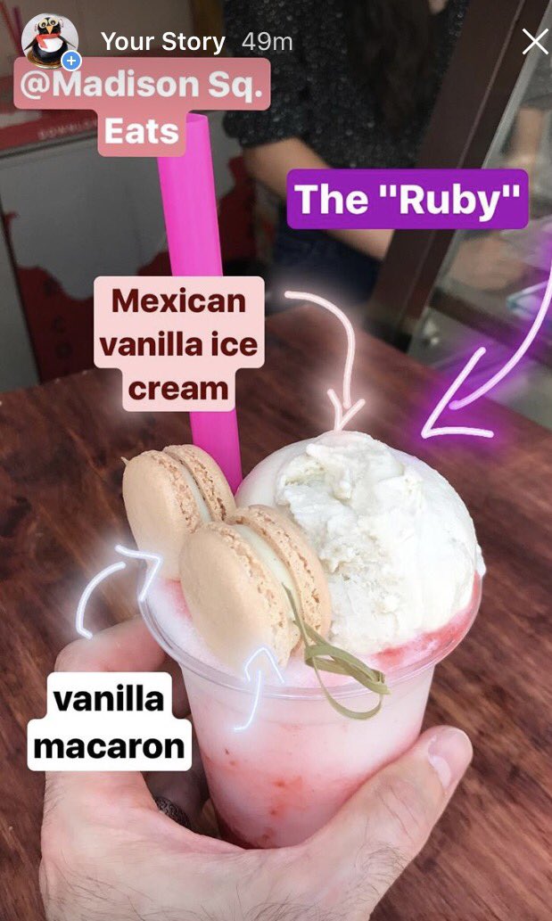 dessertbuzz's tweet photo. You need this raspberry-lemonade slushie w/ Mexican vanilla ice cream served with 2 vanilla macarons at @MadSqParkNYC Eats (Soju optional) 🏆 https://t.co/Z7O2ZCfj6n