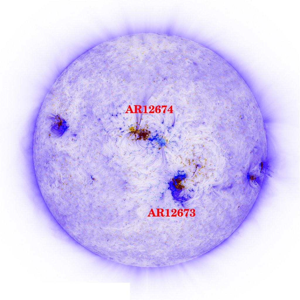 clima_gce's tweet photo. Ubicación de la #AR12673 en el disco solar en zona #geoefectiva https://t.co/k3s2TxA23D
