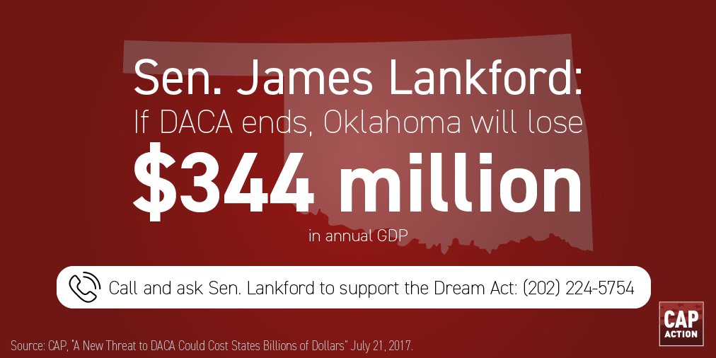 JulieDFallon's tweet photo. #DACA repeal = 6,717 OK DREAMers subject to deportation. @SenatorLankford, Reject nativism. Support #DreamAct https://t.co/XzBZHRyRLJ