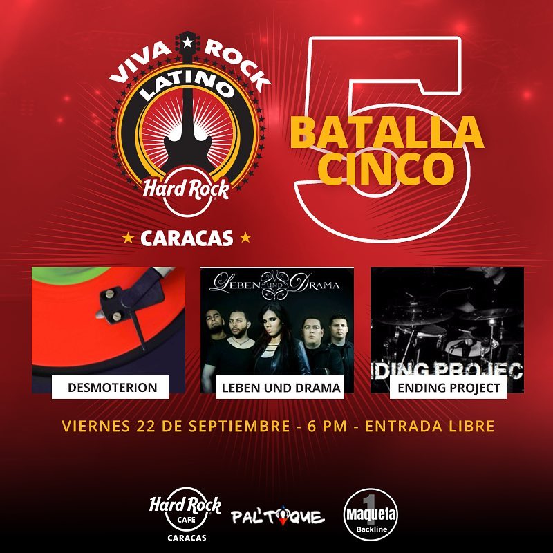 Los esperamos en el #VivaRockLatino el día #22sept en el @hardrockcaracas a las 6:00pm. Entrada libre. \m/