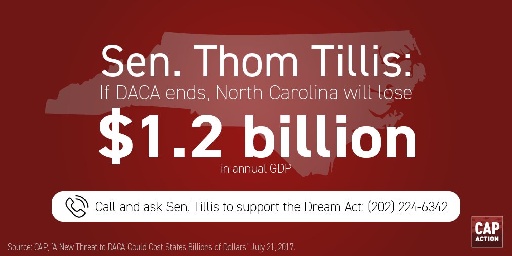Natasha Levinger (@natashalevinger) on Twitter photo #DACA repeal = 26,936 NC DREAMers subject to deportation. <a href="/SenThomTillis/">Senator Thom Tillis</a>, Reject nativism. Support #DreamAct #DACA repeal = 26,936 NC DREAMers subject to deportation. <a href="/SenThomTillis/">Senator Thom Tillis</a>, Reject nativism. Support #DreamAct