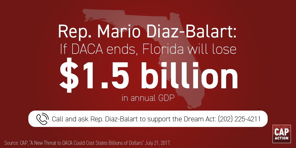 #DACA repeal = 30,364 FL DREAMers subject to deportation. <a href="/MarioDB/">Mario Díaz-Balart</a>, Reject nativism. Support #DreamAct