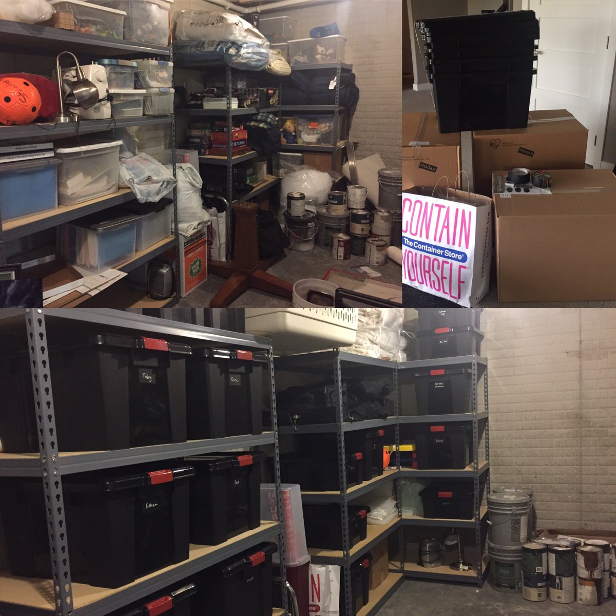 emfreemom9698's tweet image. @ContainerStore Before and after my #BestMessMonday gift card! Thank you