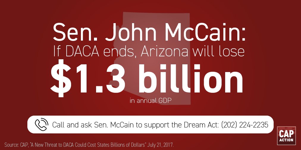 Natasha Levinger (@natashalevinger) on Twitter photo #DACA repeal = 27,211 AZ DREAMers subject to deportation. <a href="/SenJohnMcCain/">John McCain</a>, Reject nativism. Support #DreamAct #DACA repeal = 27,211 AZ DREAMers subject to deportation. <a href="/SenJohnMcCain/">John McCain</a>, Reject nativism. Support #DreamAct