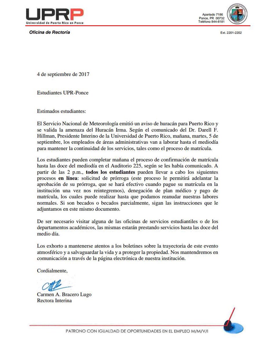 cgeuprp's tweet image. 🚨COMUNICADO DE LA RECTORA INTERINA🚨