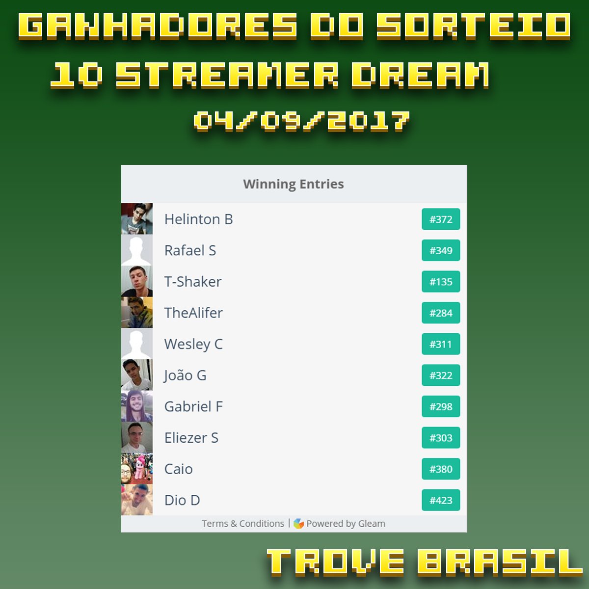 TroveGameBrasil's tweet photo. Parabéns aos ganhadores do sorteio de 04/09! Os códigos serão enviados em breve por e-mail! https://t.co/Cf90Yc2O6s