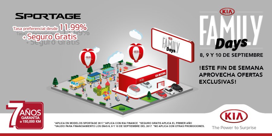 KIA_INNOVA's tweet photo. Te esperamos este 8, 9 y 10 de Septiembre en nuestras instalaciones, disfruta de promos exclusivas en la gran feria de crédito. #FamilyDays https://t.co/pq9XAP2koT