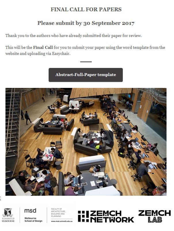 ZEMCH 2018 International Conference Final Call for Direct Full Paper Submissions commercial.unimelb.edu.au/zemch2018