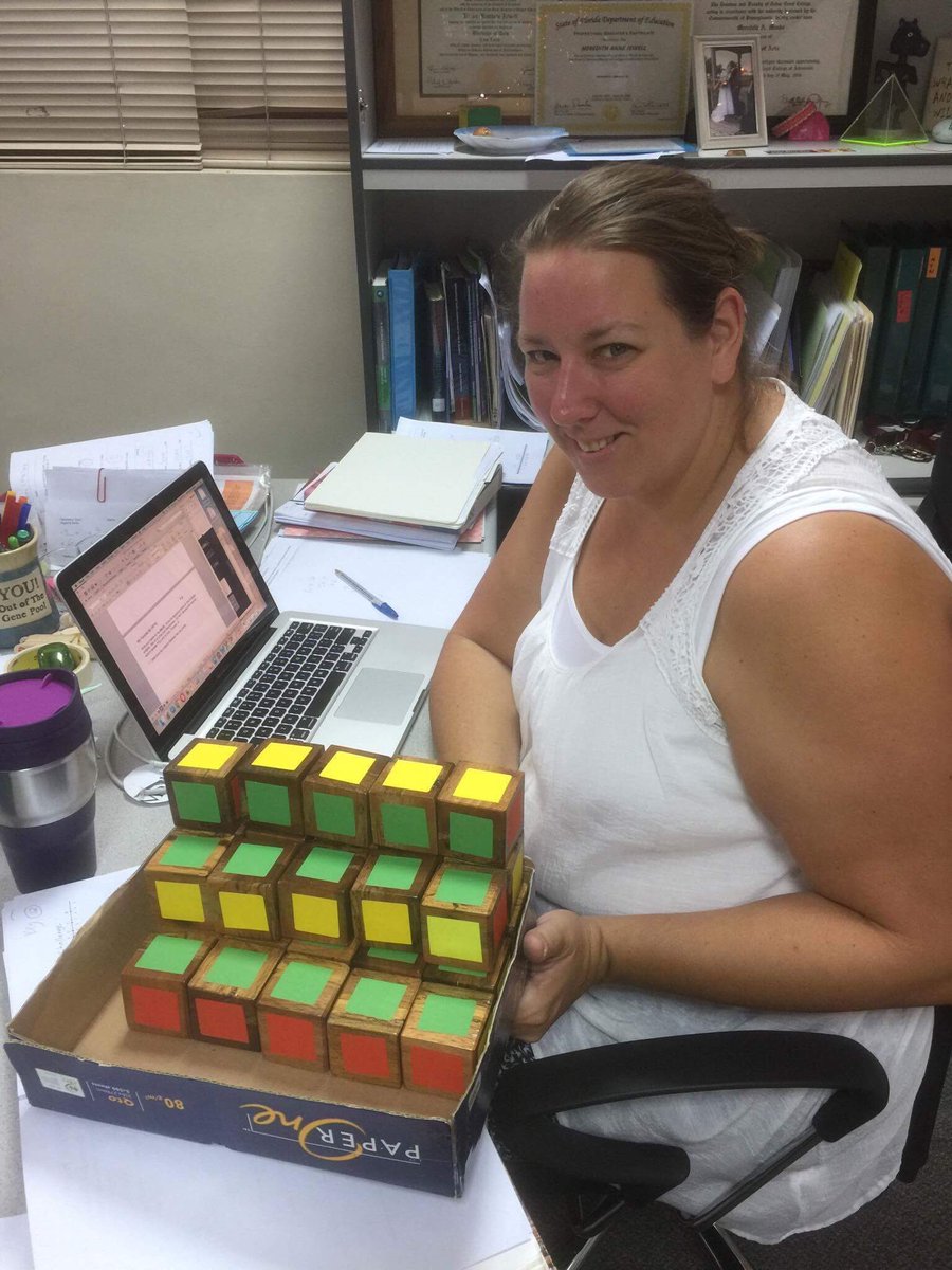 penguinmer's tweet photo. S/O to the shop for making cubes for my classroom! Also S/O to Mr. Jewell for adding the colors. #mathcity #lovemyschool #lovemycareer https://t.co/nX1WAROXV2
