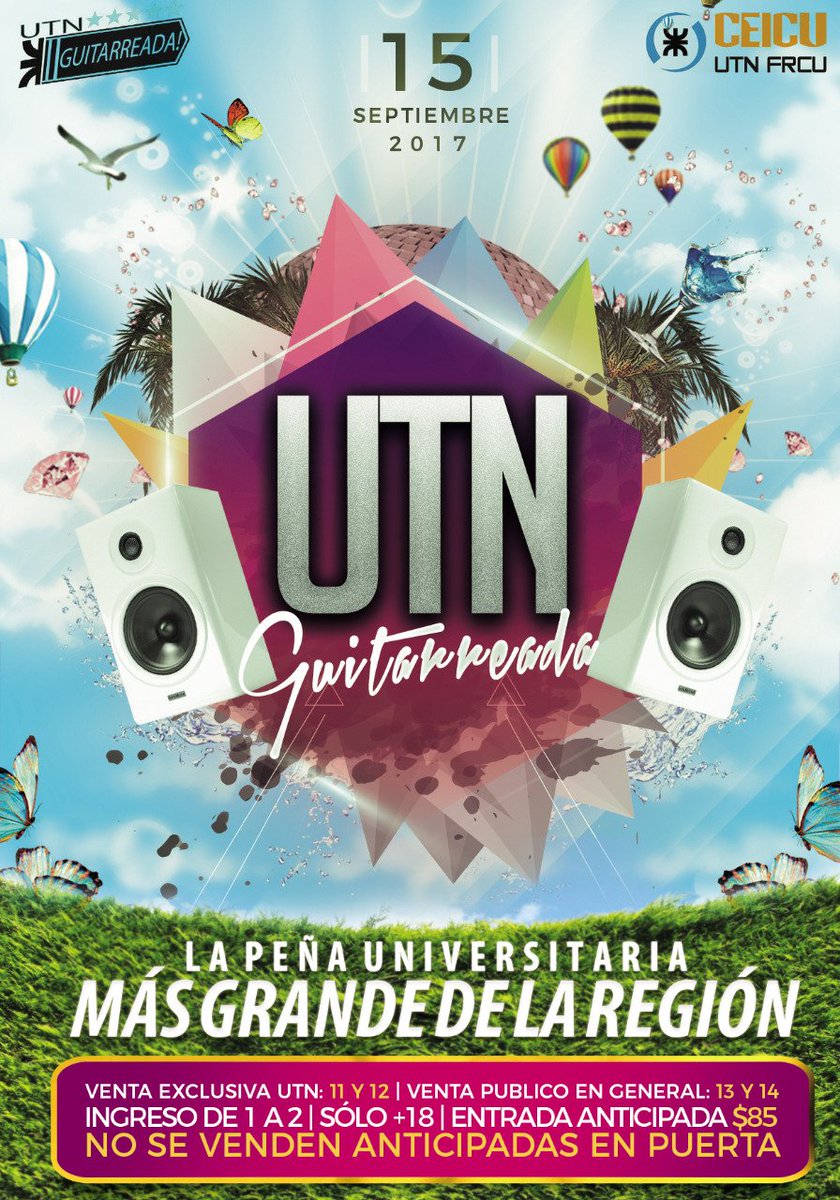 ceicufrcu's tweet photo. AGENDÁ! 🗓✍🏼✅
El 15 de Septiembre vuelve la #GuitarreadaUTN!!! 💃🕺🎶
#SóloMayoresDe18Años
#11Días ⏰🔝
#SpringEdition 🌸🍹🍻😎🌼
#CEICU https://t.co/J3ygbiIDMi