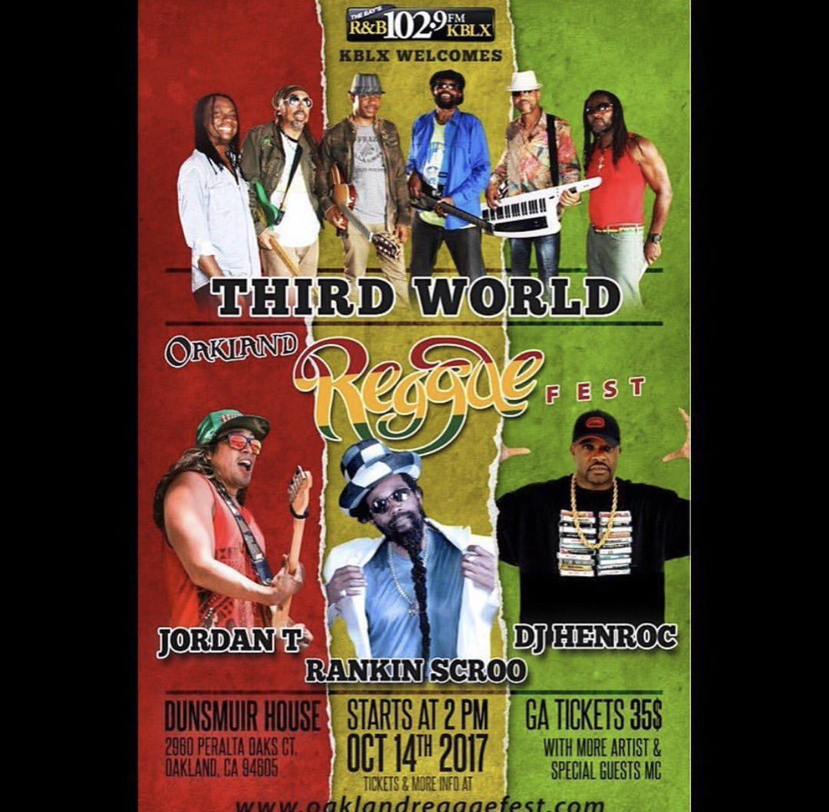 IandIEnt's tweet photo. @ThirdWorldBand @Jordantmusic OAKLAND REGGAE FEST OCT 14 #thirdworld #jordantmusic #IandIEnt https://t.co/zbJgzP0ZYU