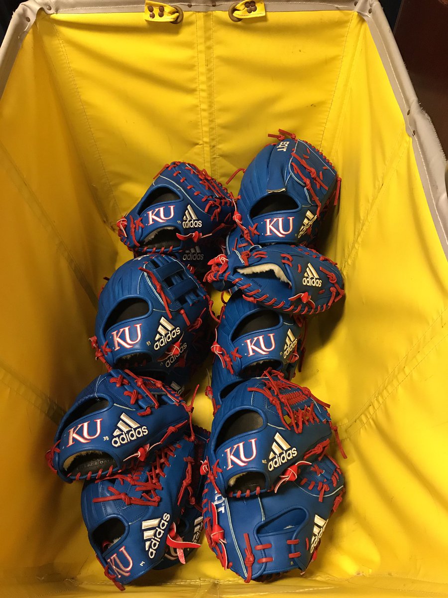 First batch of custom gloves from @adidasBaseball going out to the returners!! #RockChalk