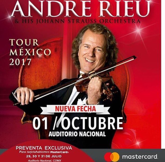 WeekendTV_CDMX's tweet photo. Presentado por @WestWoodEntt :
.@andrerieu llega a CDMX del 27 de Sept al 01 de Oct, busca tus entradas en @Ticketmaster_Me https://t.co/Yl2G9FWaw0