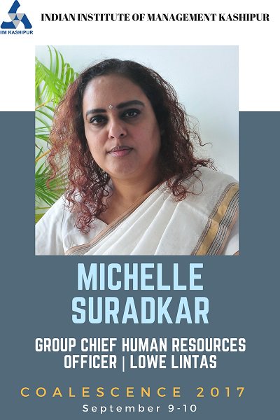 IIMKsp's tweet photo. #IIMKashipur proudly welcomes Ms. Michelle Suradkar, Group Chief Human Resources Officer @MLLintasGroup at #Coalescence 2017 
#IIMInTheNorth https://t.co/iQKweYJKTe