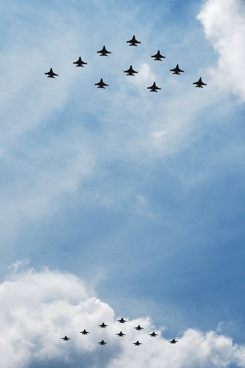 TheRSAF's tweet photo. #RISING50 Flypast Update: Arrowhead formation is scheduled for 2:30pm, with '50' formation &amp; Bomb Burst at 2:49pm. Be early!

#TheRSAF https://t.co/nyNnfbUfYN