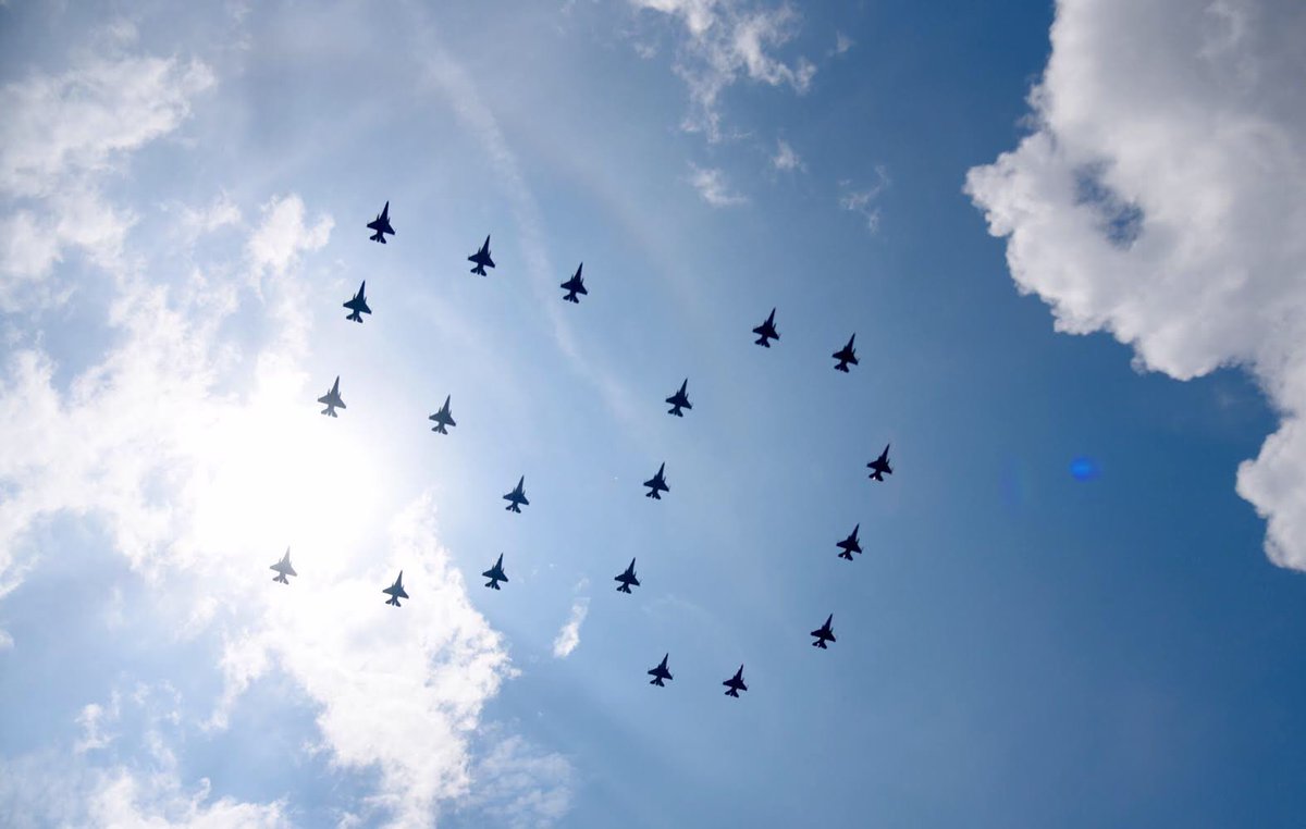 TheRSAF's tweet photo. #RISING50 Flypast Update: Arrowhead formation is scheduled for 2:30pm, with '50' formation &amp; Bomb Burst at 2:49pm. Be early!

#TheRSAF https://t.co/nyNnfbUfYN