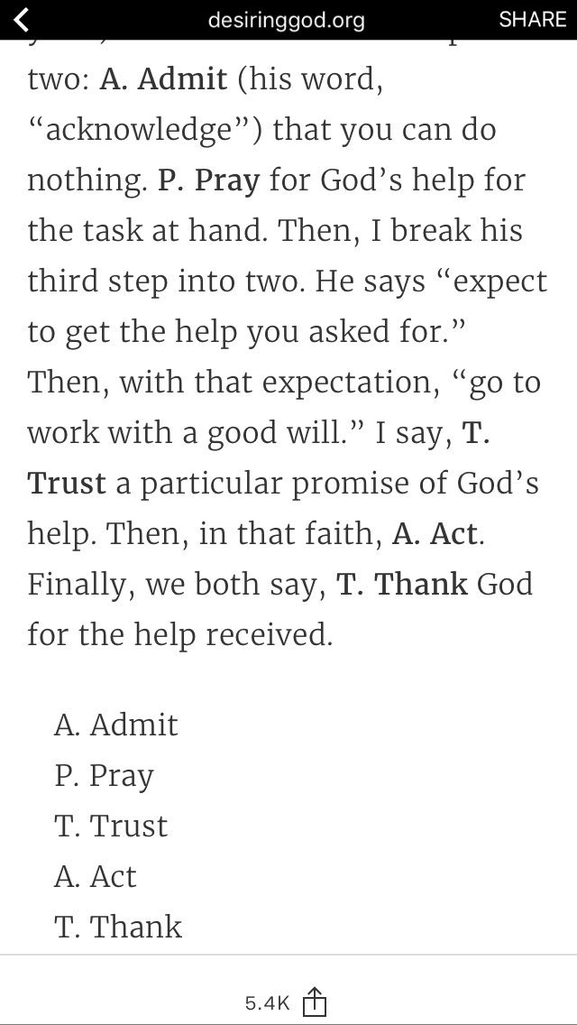 A blurb from the Desiring God post about finding strength in God: killer