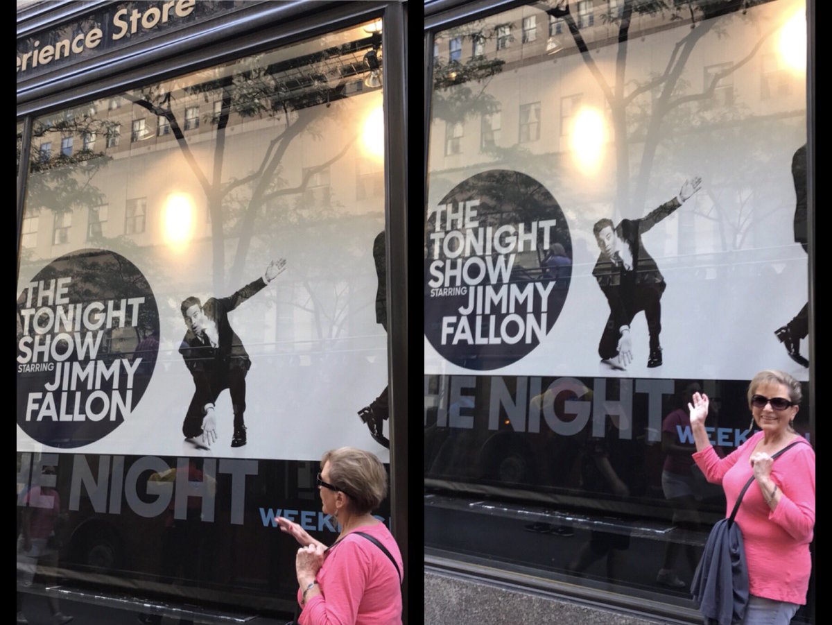 M_BAIN_'s tweet photo. My grandma's love for @jimmyfallon is real! She was pretty happy just to see the outside of his studio 😂😂 #herdream #shelikeshimmorethanme https://t.co/4x9a6To0TI